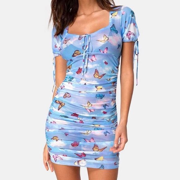 Motel Women's Blue and Pink Dress - Picture 7 of 8